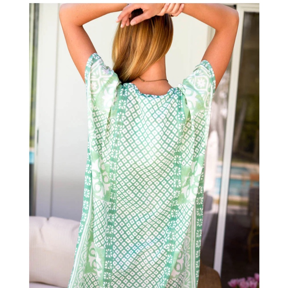 Emerson Fry India Collection DAUGHTERS CAFTAN - DARK GREEN ORGANIC One Size - Picture 9 of 16